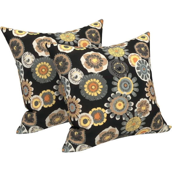Ryan Throw Pillows, Decorative Throw Pillows Cover , Square Pillows for Bed, Couch, Sofa and Patio Furniture, Set of 2, Black Yellow Crosby