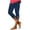 Navy C, variant on Stamzod Capri Leggings for Women Fashion Solid Color Summer Elastic Waist Stretch Yoga Capri Pants Casual Slim Fit Lace Split Plus Size Capris for Women Blue B XXXL