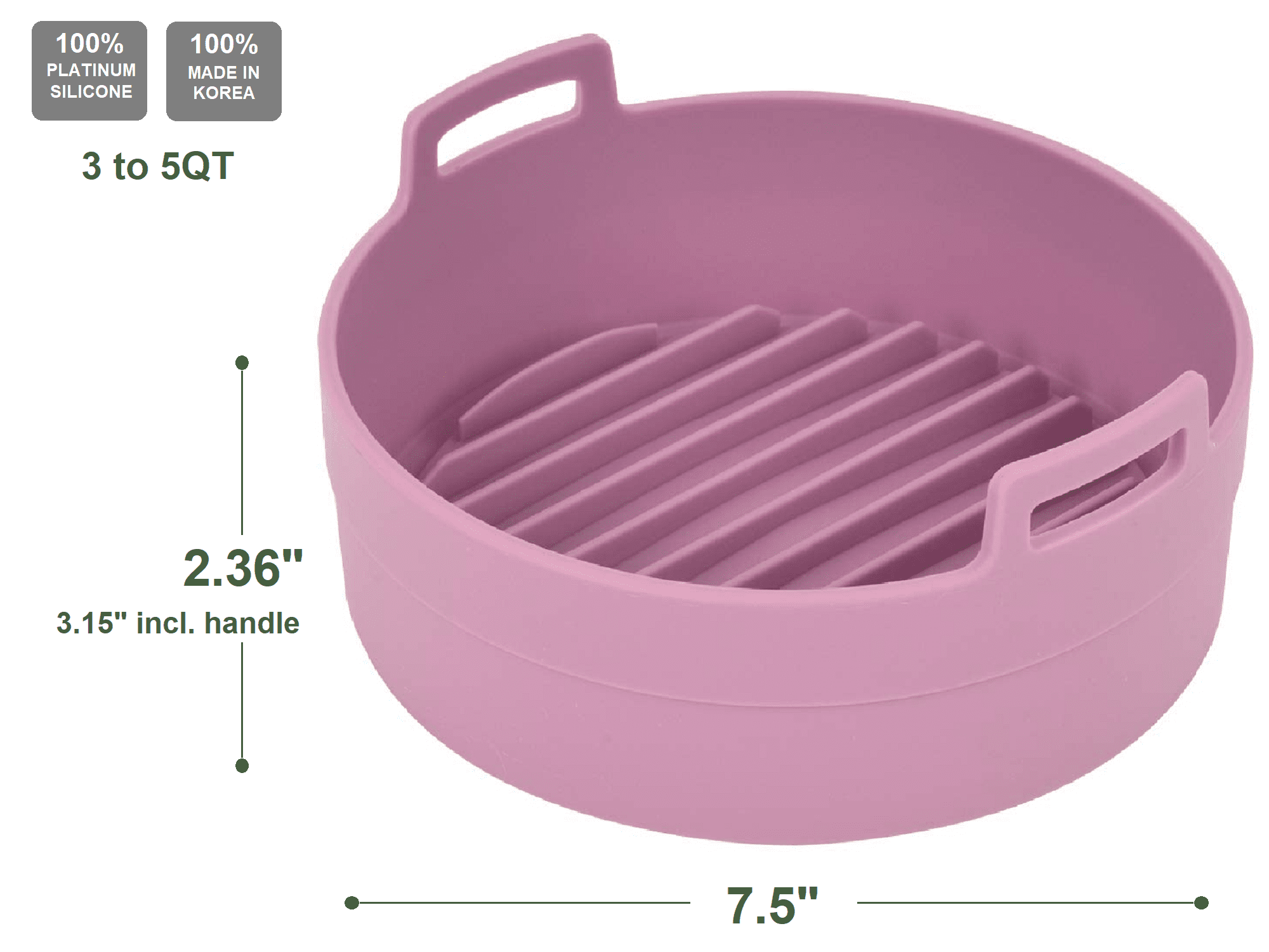Square Air Fryer Silicone Pot, 8 Inch Reusable Heat Resistant Food Gra –  Pink and Caboodle