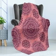 thumbnail image 4 of Purple Mandala Soft Flannel Fleece Throw Blanket, Filigree Artwork Inspired Bohemian and Oriental Display, Cozy Plush for Indoor and Outdoor Use, 50" x 70", Coral Fuchsia, by Ambesonne, 4 of 5