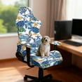 thumbnail image 2 of SCRAWLGOD Sea Turtle Starfish Print Blue White Print Gaming Chair Slipcover, 4 Pieces Stretchable Rotating Chair Slipcovers with Armrest Cover Dustproof Reclining Gaming Seat Covers with Zipper, 2 of 7