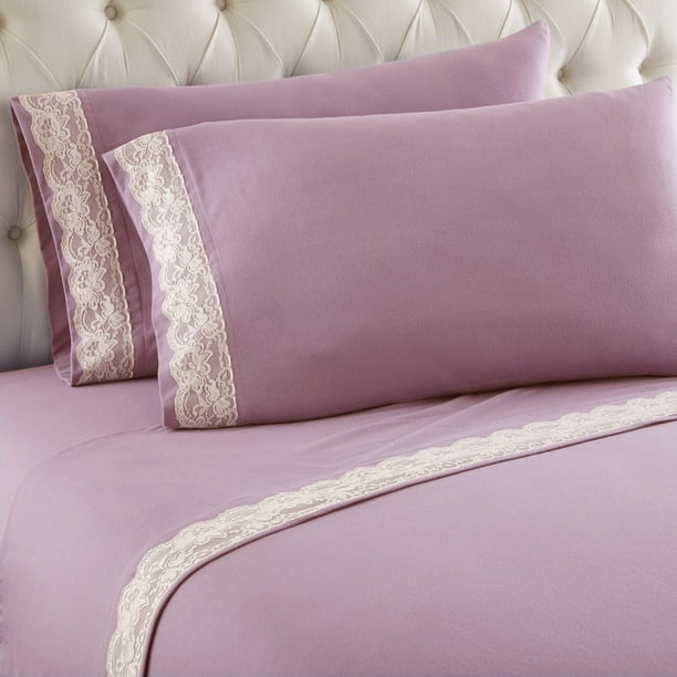 Micro Flannel Lace Edged Sheet Set Walmart Walmart