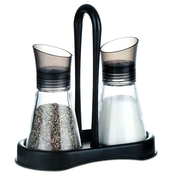 Salt and Pepper Glass Shakers ABS Plastic Lid and Stand