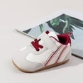 thumbnail image 4 of Quealent Baby Boys Girls Leather PRE-Walking Sneakers Toddler Anti-Slip Rubber Sole Lightweight First Step Shoes Red for Size 4, 4 of 9