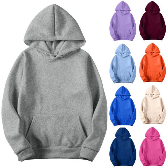 Smsaxvxz Hoodies for Women Oversized Solid Color Long Sleeve Fleece Sweatshirt Trendy Pullover Sweaters with Pockets Gray 2XL