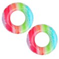 thumbnail image 1 of EeaseCA 2pcs Thicken Plastic Rainbow Design Inflatable Swimming Ring Safety Aid Float Seat Ring Sports Accessory for Adults Children (120g, Rainbow Color), 1 of 7