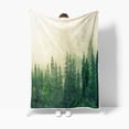 thumbnail image 3 of Rustic Nature Forest Throw Blanket, Green Misty Forest Pine Tree Throw Flannel Blankets for Couch & Bed, Cool Nature Scenery Landscape Plush Cozy Fuzzy Blanket 50" x 60", Super Soft & Warm Blankets, 3 of 4