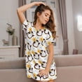 thumbnail image 3 of Susaid Penguin With Flowers Pattern Sleep Shirts for Women Short Sleeve Night Shirts for Sleeping Pullover Nightgown Soft Nightdress, 3 of 6
