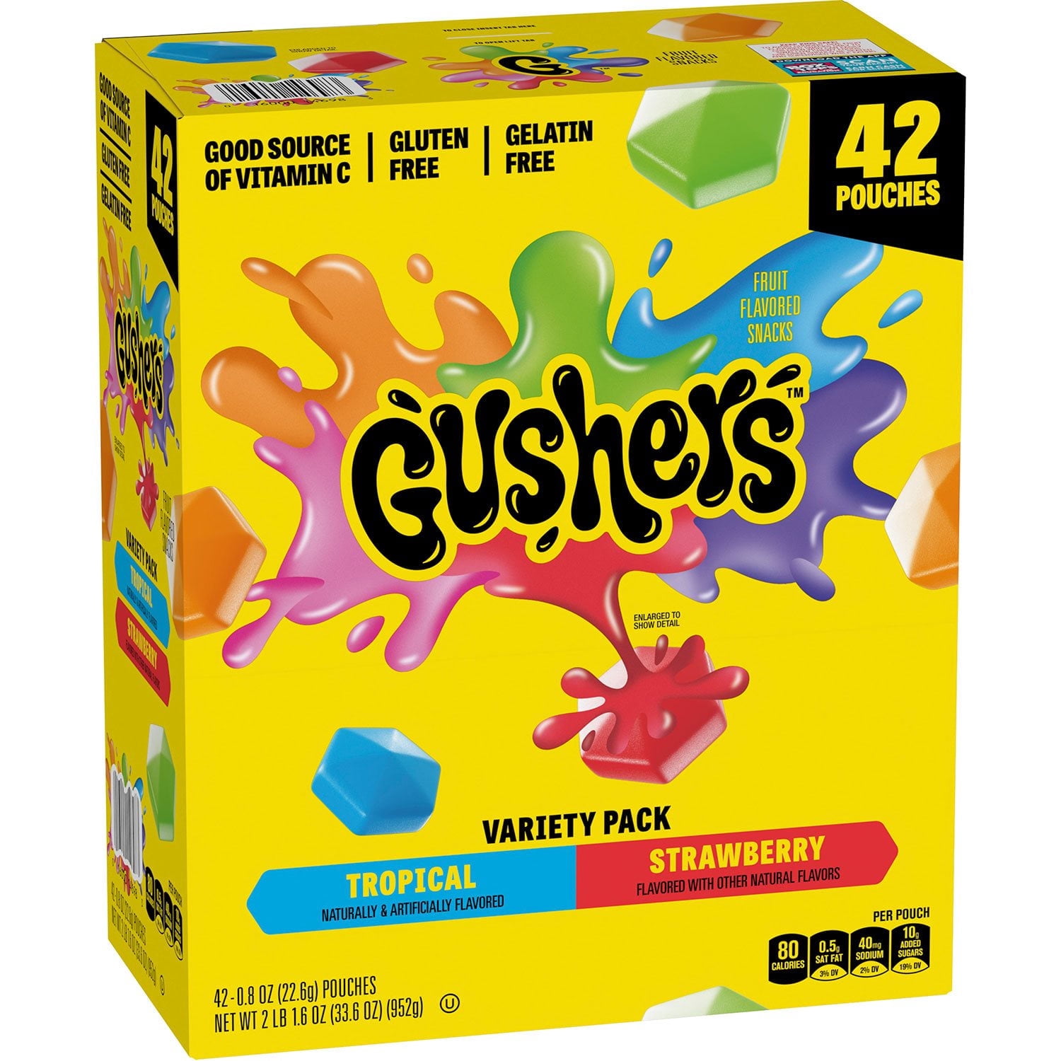 Gushers Strawberry & Tropical Variety Pack Snacks, 2 Pack, 0.8 oz., 42 pk with bowl by OMA