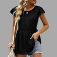 thumbnail image 3 of ZVAVZ Womens Summer Shirts Ruffle Cap Sleeve Peplum Tops Lace Crochet Eyelet Hide Belly Tunic Tops Casual Dressy Blouses,Womens Summer Tops, 3 of 7