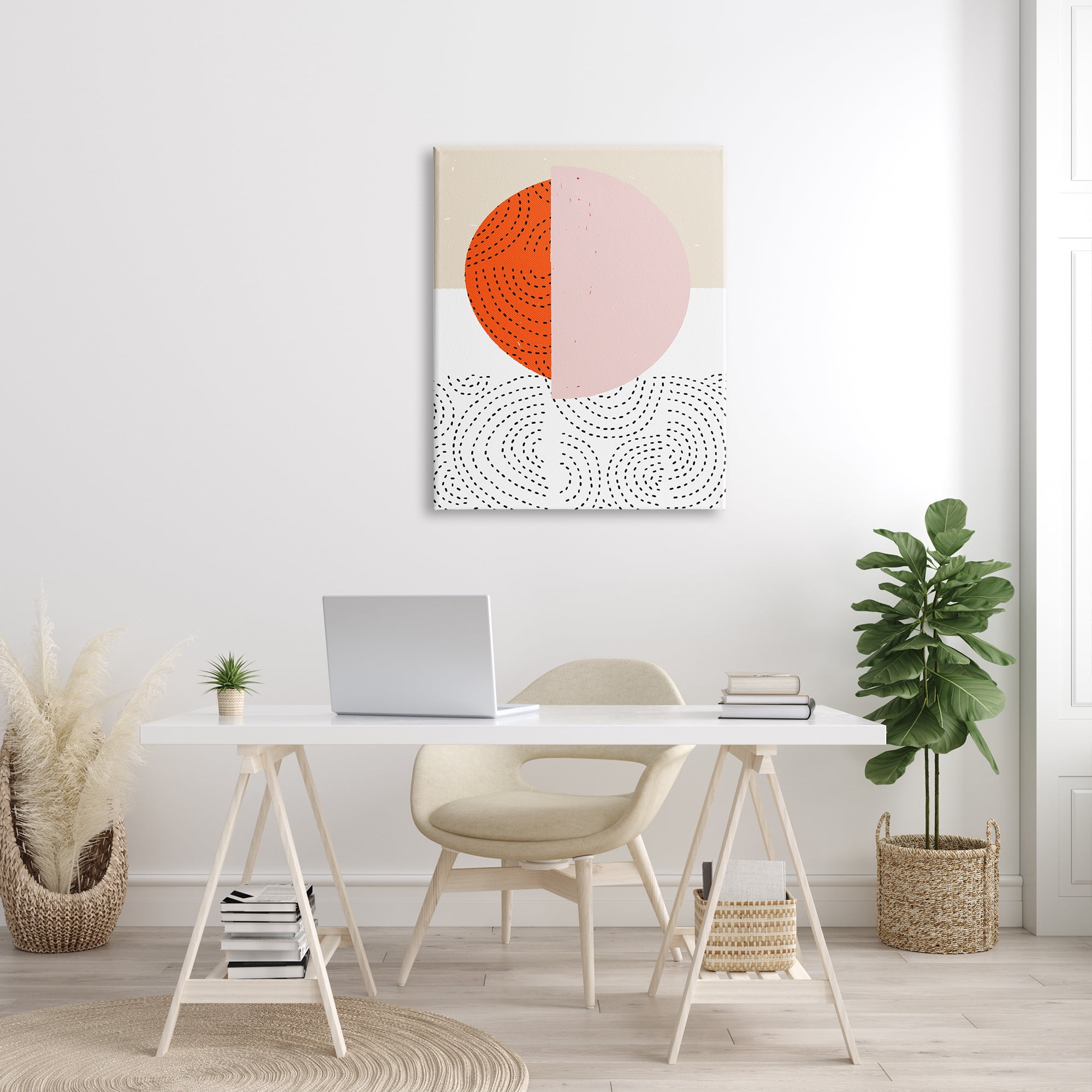 Stupell Industries Asymmetrical Sun Horizon Geometric Abstraction Dotted Lines Abstract Painting Gallery Wrapped Canvas Print Wall Art, 30 x 40