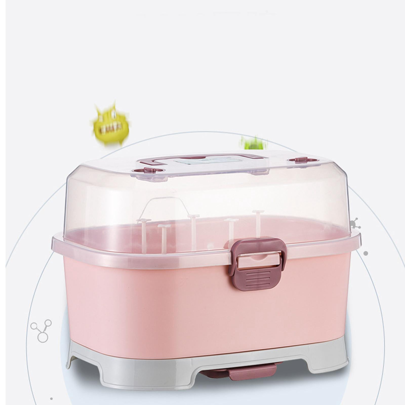LeeQinersw Baby Bottle Dryer Storage Box Large Cutlery Holder Organizer Holder with Drainer Pink