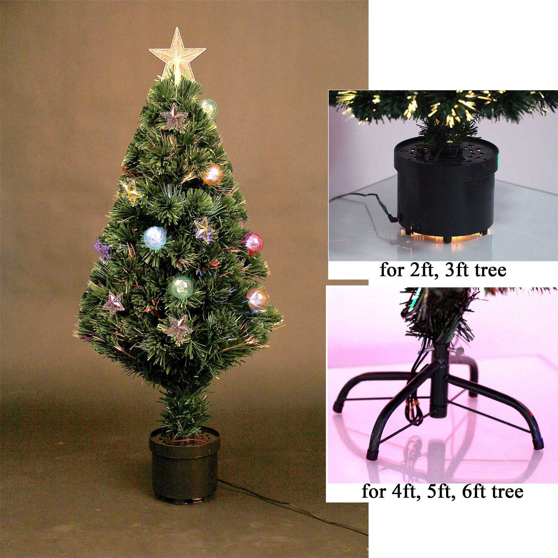Green Led & Fibre Optic Christmas Xmas Tree with Lights Pre-Lit Decorated 4-7FT 