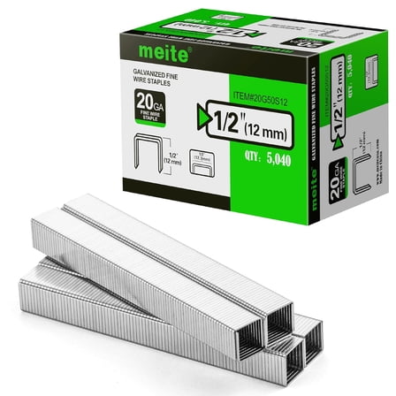 MEITE 20GA 50 Type Galvanized Staples,1/2" Crown 1/2" Length for Upholstery 5,040 Pcs/Box(1 Box)
