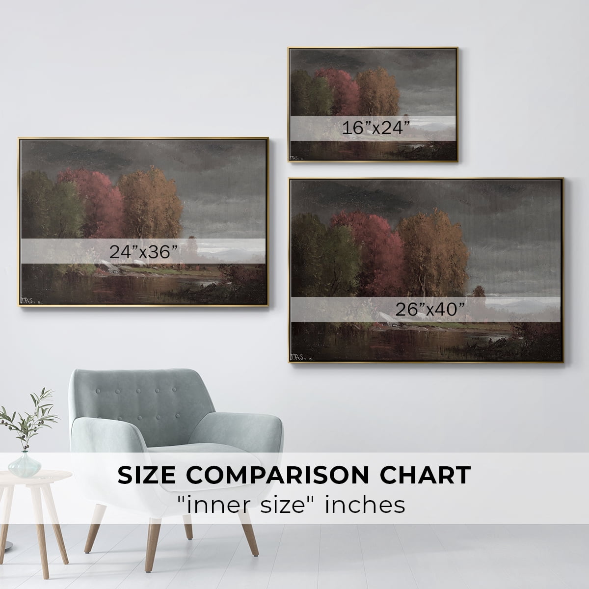 Vintage Landscape-CCCXXVII By Wexford Home Framed in Gold Wood Gallery Wrapped Canvas 17 in. x 25 in.
