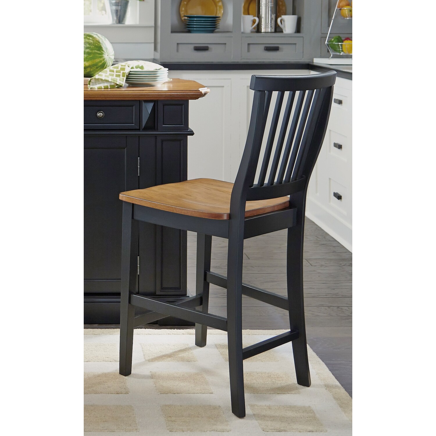 Home Styles Black Counter Stool with Oak Finished Seat - image 3 of 4