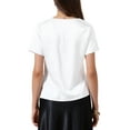 thumbnail image 3 of Summer Silk Satin Tops for Women Dressy Casual Short Sleeve Floral Lace Blouse Elegant Work Shirts M White, 3 of 6