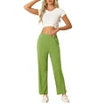 thumbnail image 2 of INSPIRE CHIC Women's Cotton Pajama Bottom Elastic Waist Loose Lounge Pants with Pockets Sweatpants  L Light Green, 2 of 6