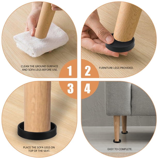 Toystoory 4 protectores negros grandes y redondos para patas de muebles, se adaptan a una variedad de patas, almohadillas para muebles de fácil Conjuntos de muebles de sala de estar