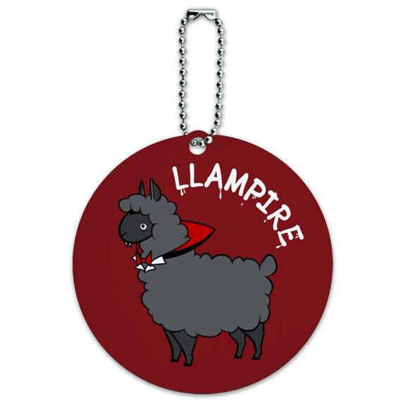 Llampire Llama Vampire Funny Round Luggage ID Tag Card Suitcase Carry-On