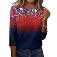 thumbnail image 2 of HAVUITYY Independence Day 3/4 Sleeve Sweaters for Womens, Fashionable American Flag 4th of July Womens Tops, Women's Lightweight Spring Casual Blouse, 2 of 5