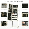 thumbnail image 3 of HOMCOM Floor Standing Jewelry Cabinet, Lockable Jewelry Organizer with Full-Length Mirror, and 3 Adjustable Angles, White, 3 of 9