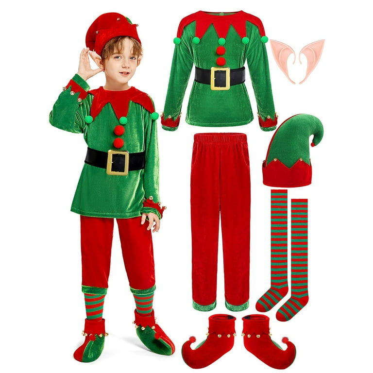 Generic Christmas Sweater Kids Xmas Set Boys Velvet Dress Up