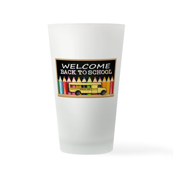 CafePress - WELCOME BACK TO SCHOOL BUS - Pint Glass, Drinking Glass, 16 oz. CafePress