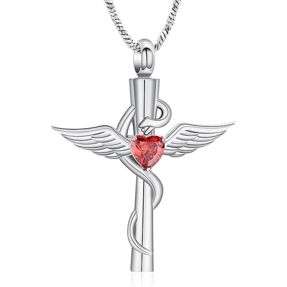Angel Wing Cross Cremation Jewelry Angel Urn Necklace for Ashes Cross Memorial Necklace for Human Ashes Pet Memorial Keepsake Pendant Jewelry for Mom Dad Grandma