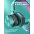 thumbnail image 5 of On-Ear Headphones with Microphone, Lightweight Folding Stereo Bass Headphones with 1.5M Tangle Free Cord, Green & Purple, 5 of 7
