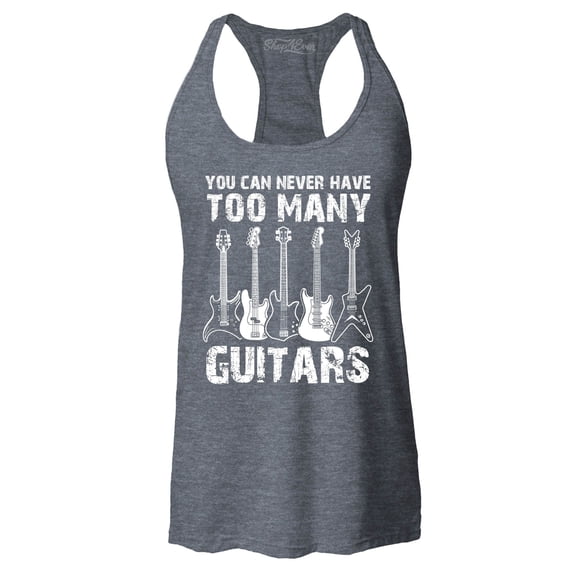 Shop4Ever Women's You Can Never Have Too Many Guitars Musician Guitarist Racerback Tank Top X-Small Charcoal