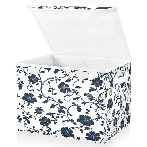 Ryvnso Retro Floral-a2 Large Lidded Foldable Storage Baskets Cubes Boxes Lids Bin for Home