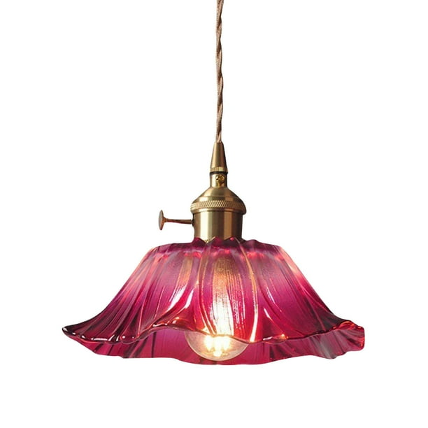 Lámpara colgante moderna pequeña lámpara colgante lámpara colgante de cristal con forma de flor para Púrpura Rojo Pequeño