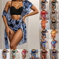 thumbnail image 4 of Swimsuits for Women 2 Piece Bathing Suits Tropical Island Swimwear Floral Print Bikini Three Piece Tankini Outfit For, 4 of 5