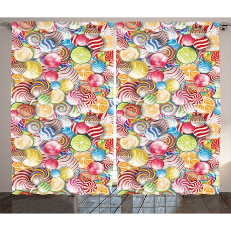 Colorful Home Decor Curtains 2 Panels Set Spiral Sugar Candy
