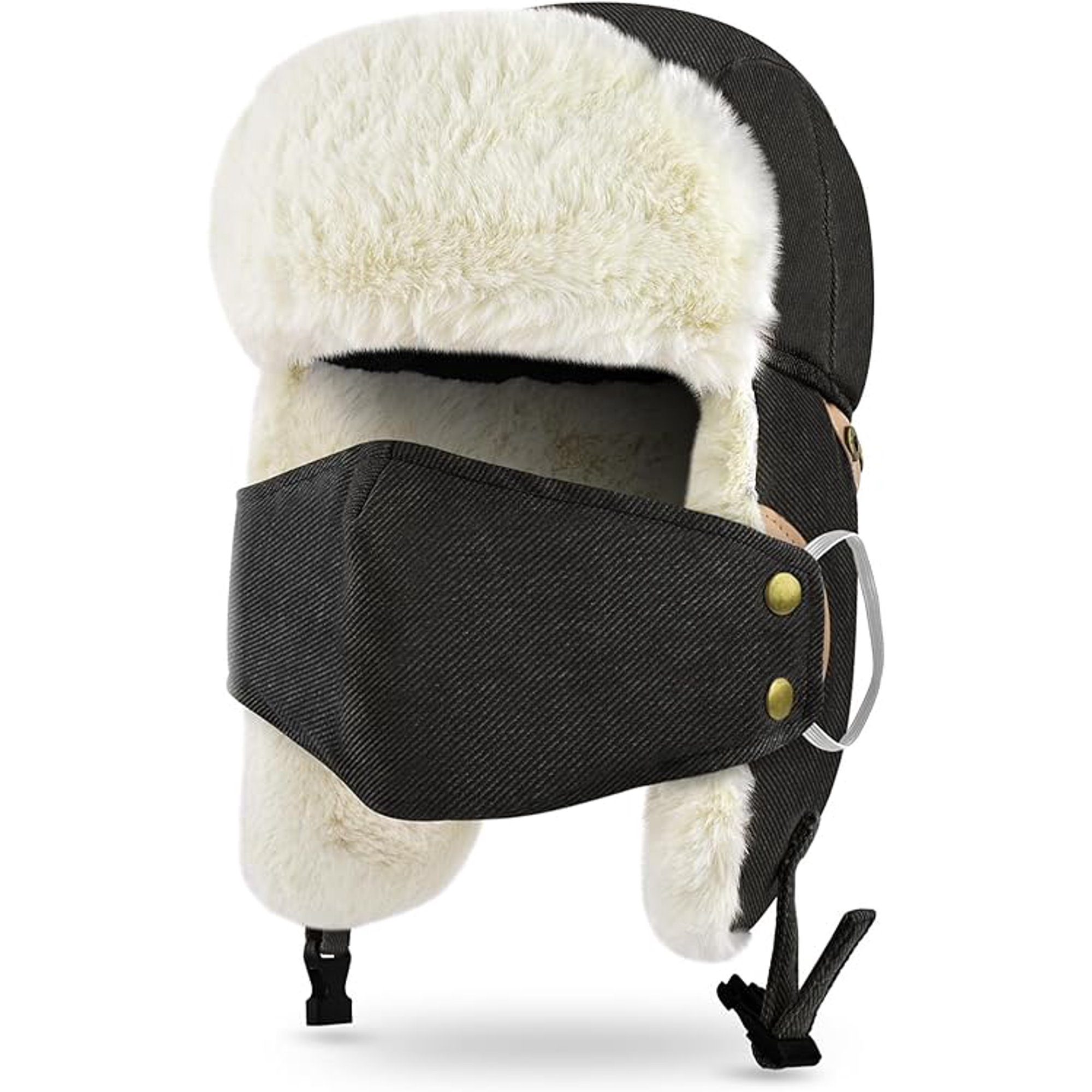 Chapeau Trappeur Aviateur Pour Homme - Fausse Fourrure, Style Hiver Chaud - Matière PU, Neuf Avec étiquettes