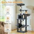 thumbnail image 4 of PAWZ Road 64" Cat Tree 5-Tier Sisal Scratching Post Tower Hammock Perch for Indoor Cats, Dark Gray, 4 of 17