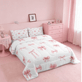 thumbnail image 4 of Manfei Pink Bow Twin Comforter Sets For Girls, Cute Bowknot Kawaii Ribbon Bow Bedding Set For Girl Reversible 2 Pieces, 4 of 9