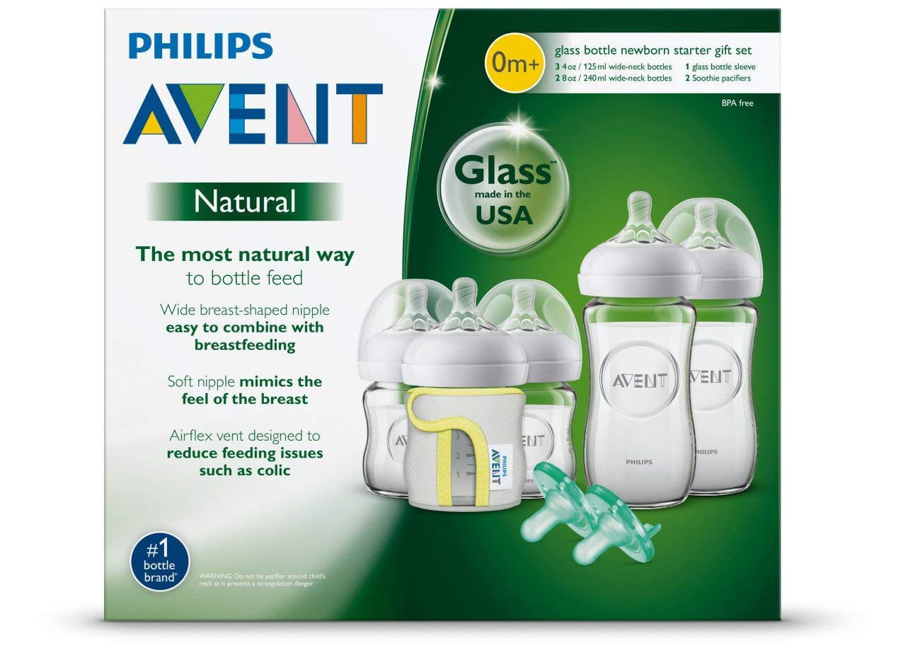 avent natural glass bottle baby newborn starter set