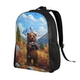 thumbnail image 2 of Bingfone Snowy Mountain Photography Bear Print Single-sided Backpack, Waterproof School Bag Sports Backpack - with Computer Compartment, Unisex, 2 of 8