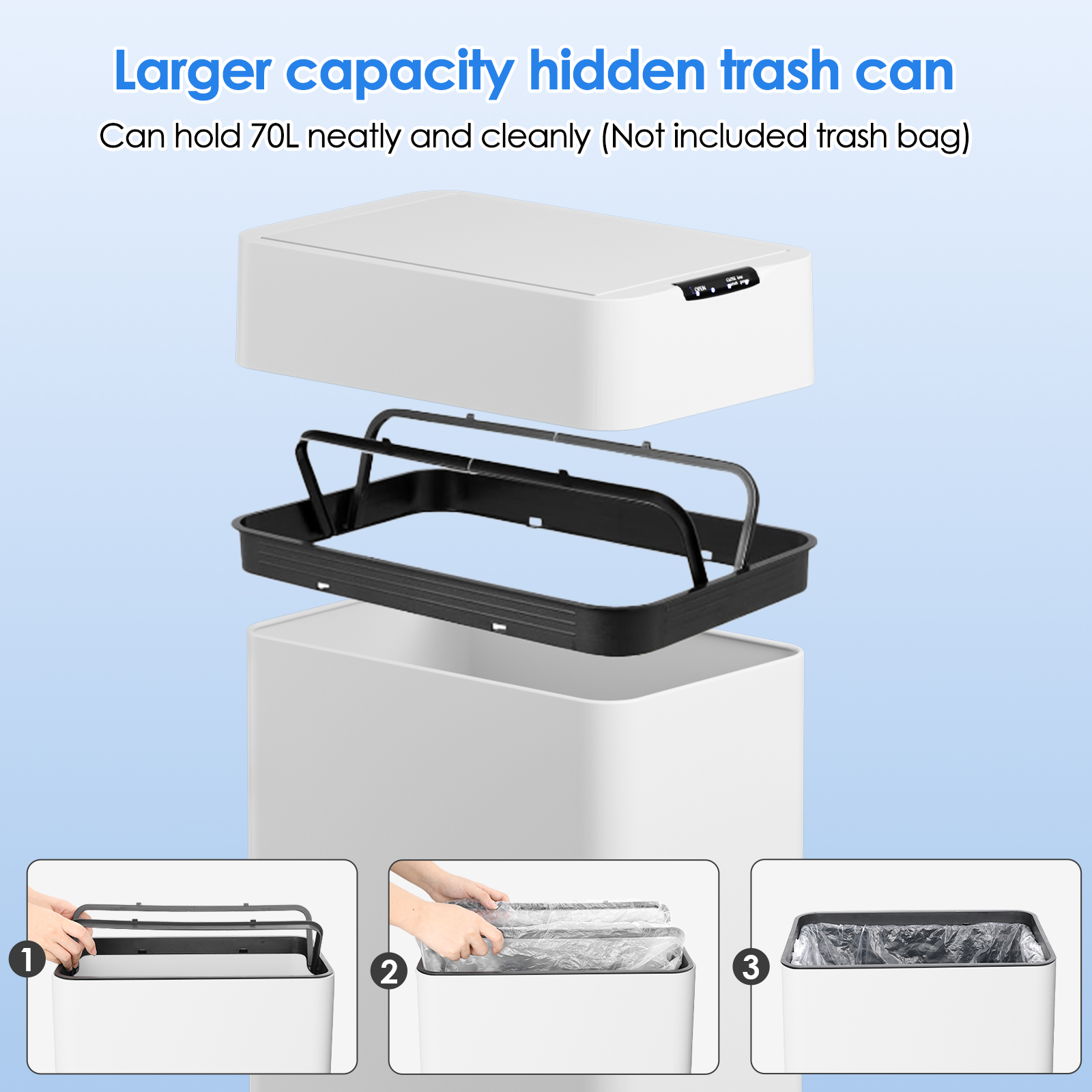 TLSUNNY 21.1 Gal Butterfly Lid Sensor Trash Can, Stainless Steel Automatic Garbage Bin for Kitchen/Bathroom