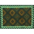 thumbnail image 1 of Ahgly Company Machine Washable Indoor Rectangle Oriental Turquoise Blue Traditional Area Rugs, 7' x 9', 1 of 4