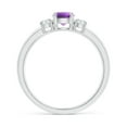 thumbnail image 2 of ANGARA Natural Classic Amethyst and Diamond Three Stone Engagement Ring in 925 Sterling Silver for Women (Size-5mm) | February Birthstone, Anniversary, Jewelry Gift for Women | Natural Amethyst Ring, 2 of 9