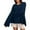 Navy, variant on Sweater for Women Solid Long Flared Sleeve Side Slit Casual Crew Neck Knitted Lightweight Sweaters