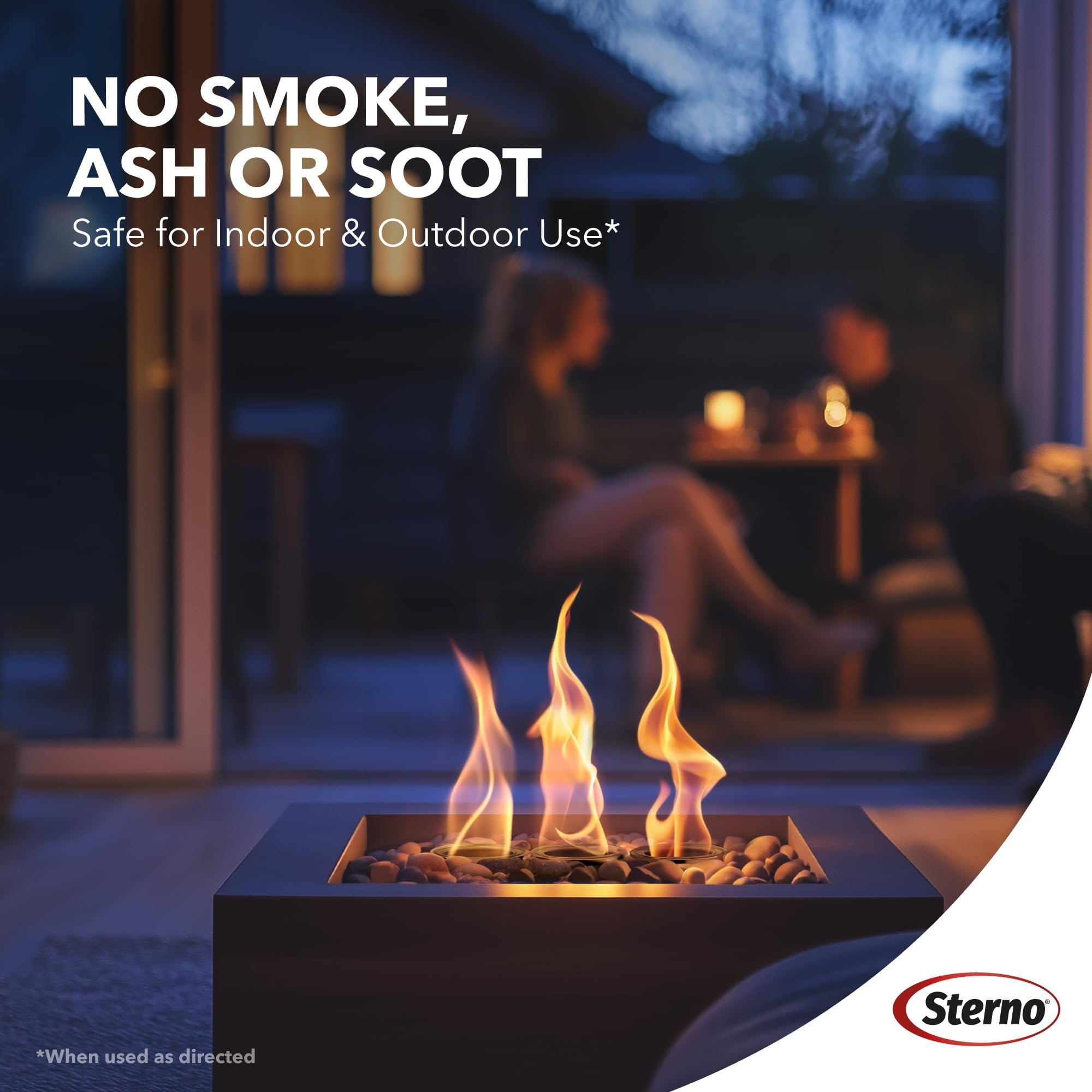 Sterno Fuel Cans 6-Pack Firepit Gel Fuel - 3 Hours of Burn Time, Realistic Wood Crackling Sounds - Smokeless & Odorless, No Ash, & Soot - All-Weather Burner for Indoor Fire Pit & Outdoor Fire Pit