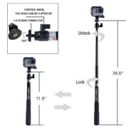 Usmallbee Selfie Stick Extendable, 11.8-36.2 inch Extendable Selfie Stick Compatible with Action Camera, Black