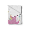 thumbnail image 2 of Unicorn Soft Flannel Fleece Throw Blanket, Smiling Horse Star Rainbow Funny Cartoon Kids Room Nursery Pastel Toned Graphic, Cozy Plush for Indoor and Outdoor Use, 50" x 60", Yellow Pink, by Ambesonne, 2 of 6