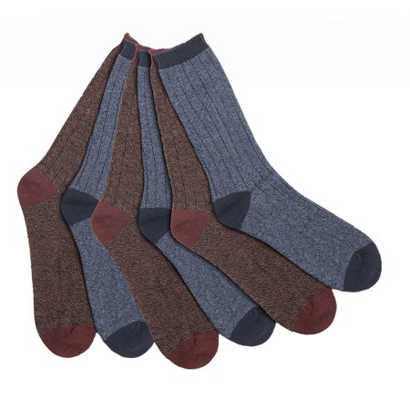 James Fiallo Men's 6 Pair Pack Ribbed Thick Cotton/Spandex Dress Socks