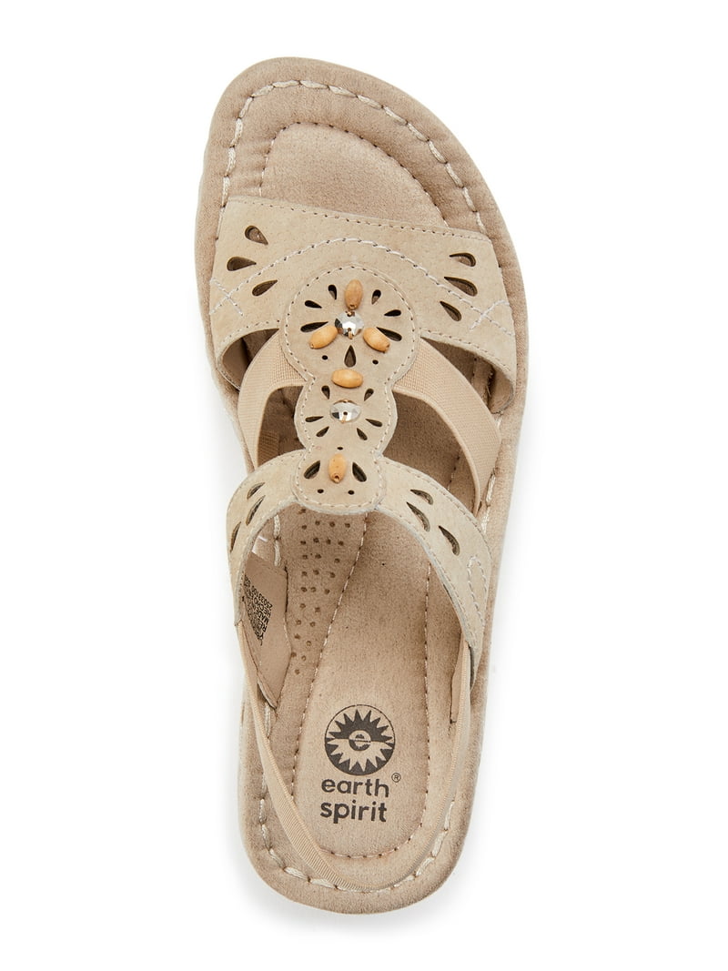 Earth Spirit Women's Alli Sandal Suede Leather, Elastic Heel