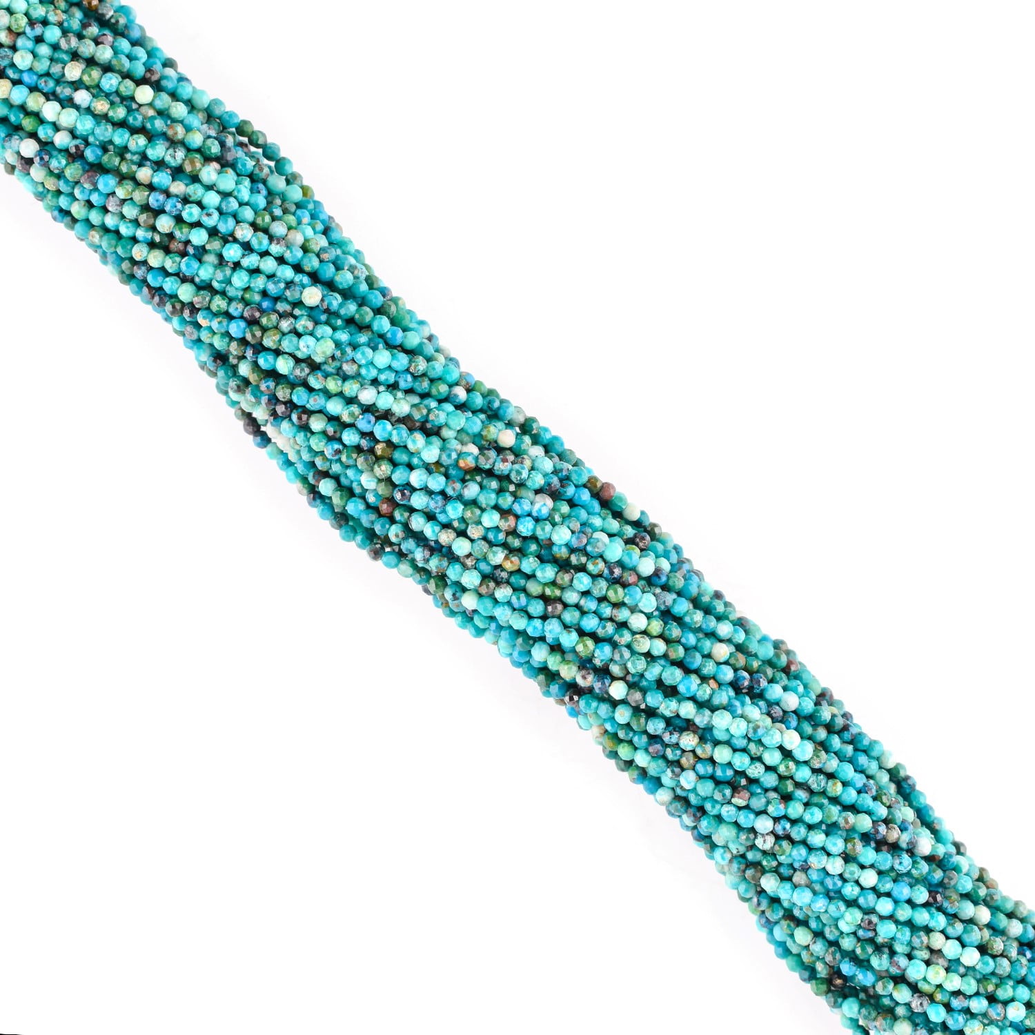 QNAVIC Genuine Turquoise Gemstone Micro Faceted Rounds Beads Strand Drilled Stone Chakra Healing Crystals DIY Jewelry Making Wholesale Bulk Loose Supply Strand 30 Centimeter (1 Strand)
